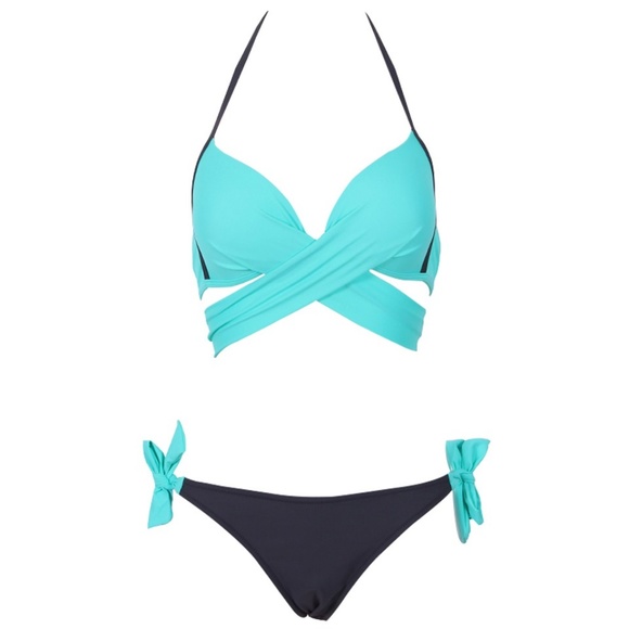 NEW! Two Piece Swim Suit Push Up Criss Cross - Picture 6 of 8